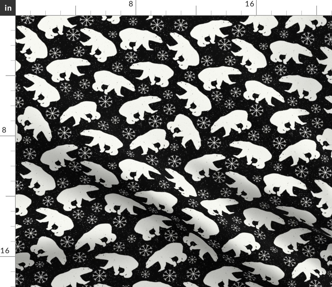 Polar Bears (black) Winter Snowflakes