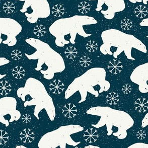 Polar Bears (dark teal) Winter Snowflakes