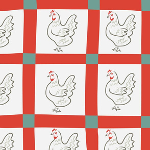 Retro-red Gingham and Roosters-Dave’s Diner Palette