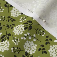 Mary's Floral (pepperstem) Black + White Flower Fabric, SMALLER scale