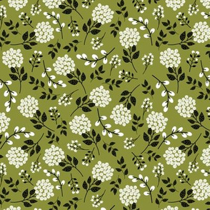 Mary's Floral (pepperstem) Black + White Flower Fabric, SMALLER scale