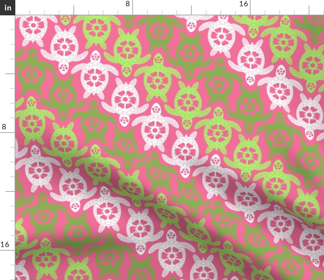 Turtles - Pink and Green Diagonal Stripes