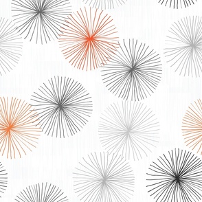 Dandelions Confetti White M+M Grays Watermelon Tangerine by Friztin