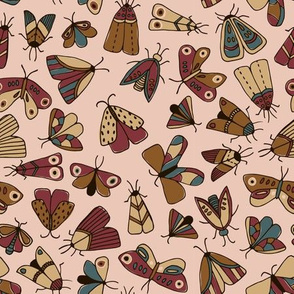 eclipse of moths - pink and brown