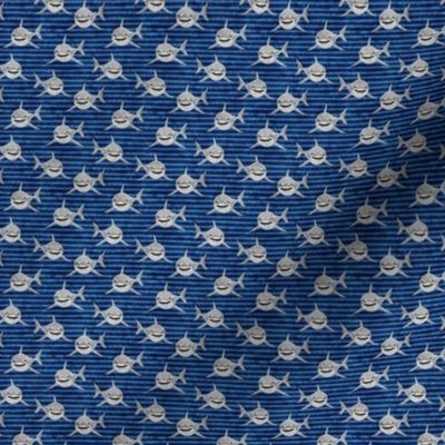 (1/2" scale) Sharks on dark blue stripes - great white sharks - LAD19BS