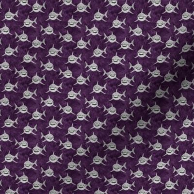 (1/2" scale) Sharks on purple - great white sharks - LAD19BS