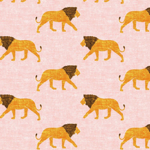  (jumbo scale) lions on pink - walking lions - LAD19