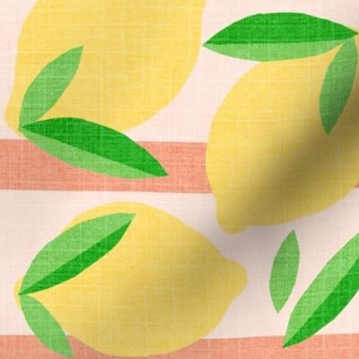 Fresh Mod Lemon / Linen texture / Yellow, Green, Peach  