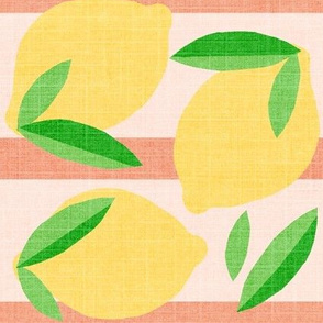 Fresh Mod Lemon / Linen texture / Yellow, Green, Peach  