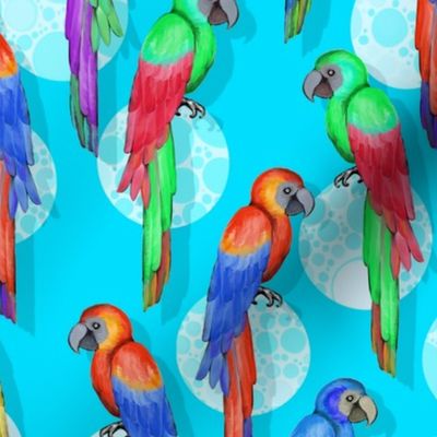 Colorful Parrots on the Moon
