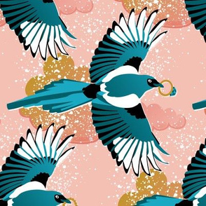 Magpie - the pirate of the sky / Pink background