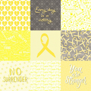 cancer cheater quilt 6 in squares yellow