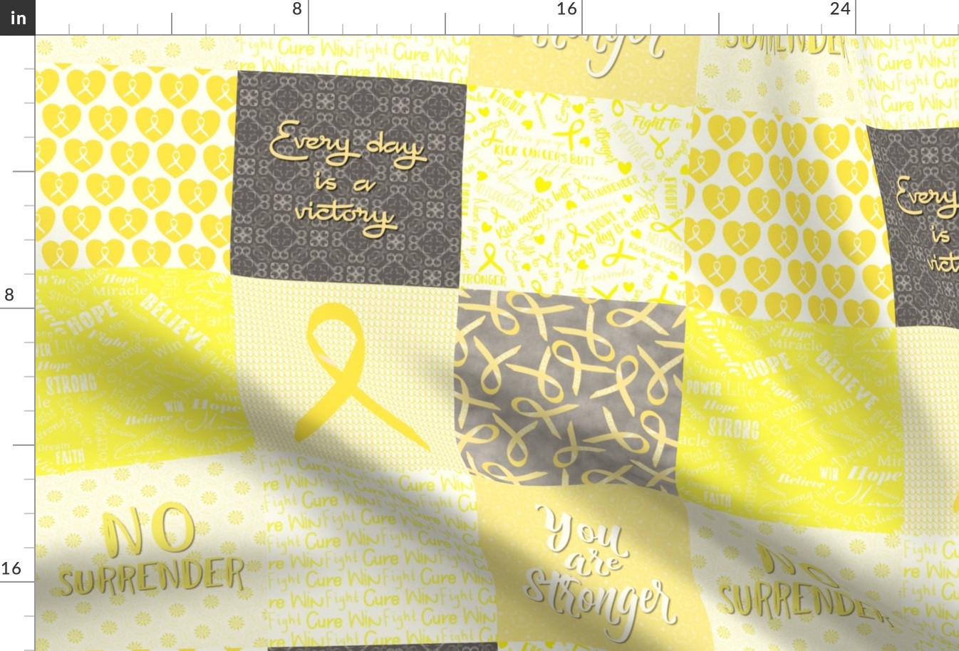cancer cheater quilt 6 in squares yellow