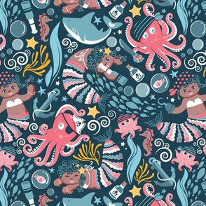 Small scale // Pirates under sea // pink octopus