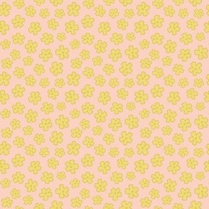  Spring flowers - mustard on pink