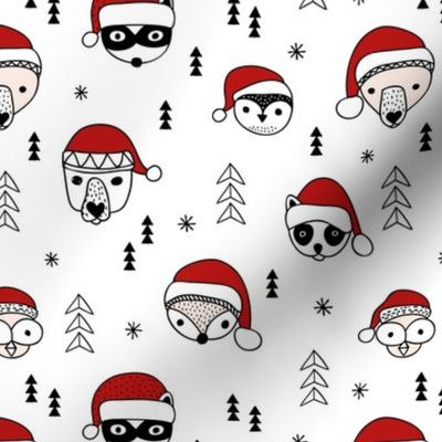 Cool scandinavian geometric woodland santa animals christmas holiday winter black and white red