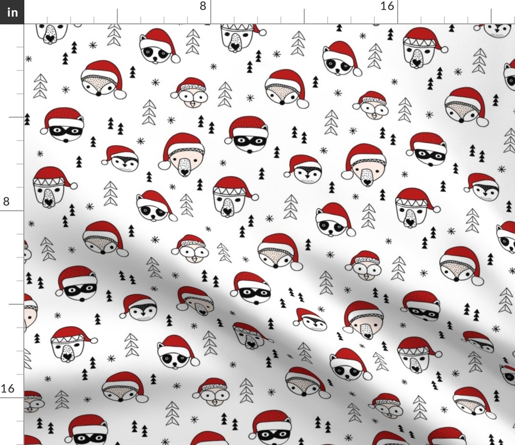 Cool scandinavian geometric woodland santa animals christmas holiday winter black and white red