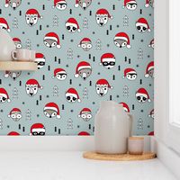 Cool scandinavian geometric woodland santa animals christmas holiday winter stone blue gray JUMBO