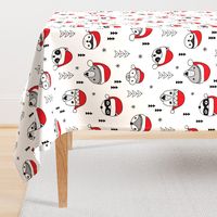 Cool scandinavian geometric woodland santa animals christmas holiday winter black and white red JUMBO