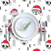 Cool scandinavian geometric woodland santa animals christmas holiday winter black and white red JUMBO