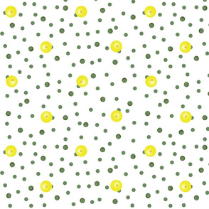 Buttercups on a bush coordinate dot (white)