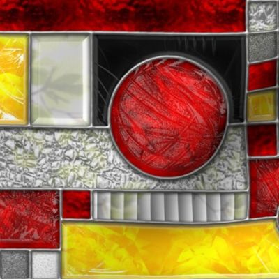 Stained Glass Window Color Blocking ~ Red Yellow Black