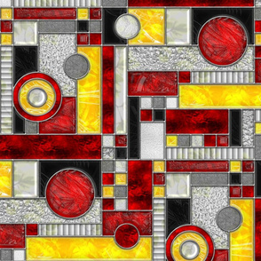 Stained Glass Window Color Blocking ~ Red Yellow Black