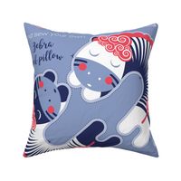 Cut and sew your own zebra neck pillow // red pale blue white and marine blue