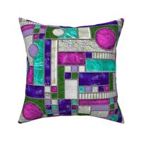 Stained Glass Window Color Blocking  ~ Pink Purple Teal