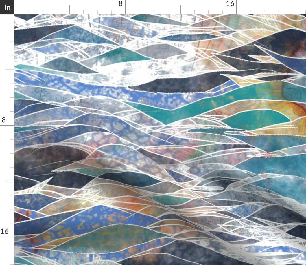 Nautical Ocean Waves Abstract Retro Color Blocks