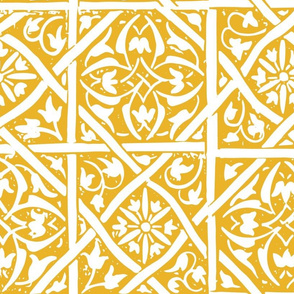Vintage Distressed Tile in Mustard - large scale