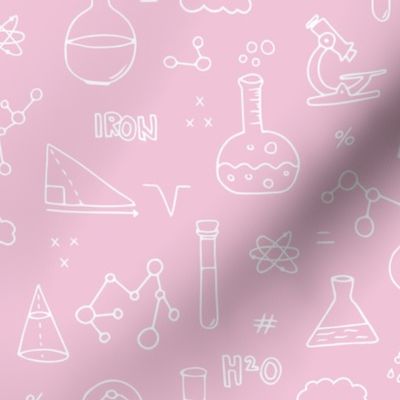 Cool back to school science physics and math class student illustration laboratorium pink white girls