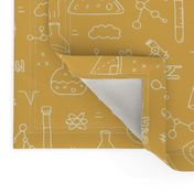 Cool back to school science physics and math class student illustration laboratorium ochre yellow fall neutral