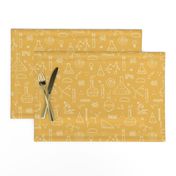 Cool back to school science physics and math class student illustration laboratorium ochre yellow fall neutral