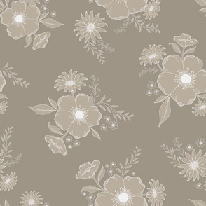 Nostalgia Floral Solid - warm taupe