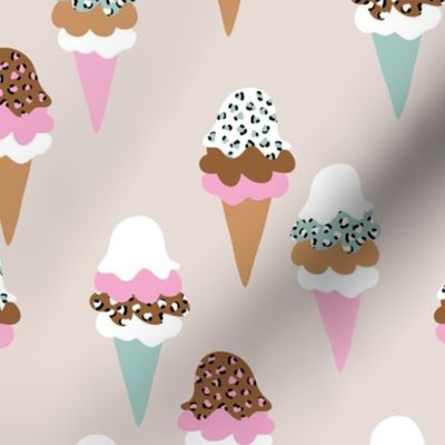 Animal print ice cream cones summer leopard panther trend design beige terra cotta pink mint