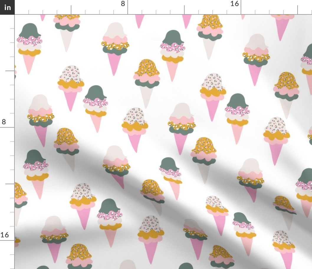 Animal print ice cream cones summer leopard panther trend design ochre eucalyptus pink