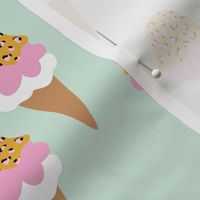 Animal print ice cream cones summer leopard panther trend mint ochre pink
