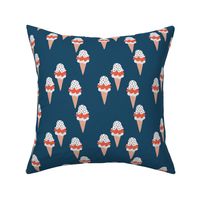 Animal print ice cream cones summer leopard panther trend navy blue marine red neutral M