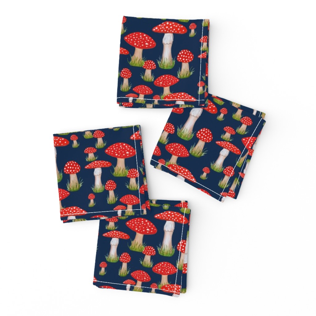 red mushroom on navy