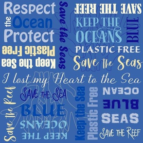 Save the Reef Save the Seas Lettering Ultramarine Blue