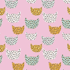 Wild cats leopard print kawaii design animal print panther trend pink mint ochre yellow SMALL