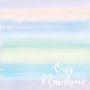 18x18" watercolor rainbow. our rainbow lovey