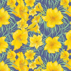 Yellow Lilly Floral Pattern