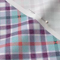 Aqua Purple Teal and Coral Apple Plaid