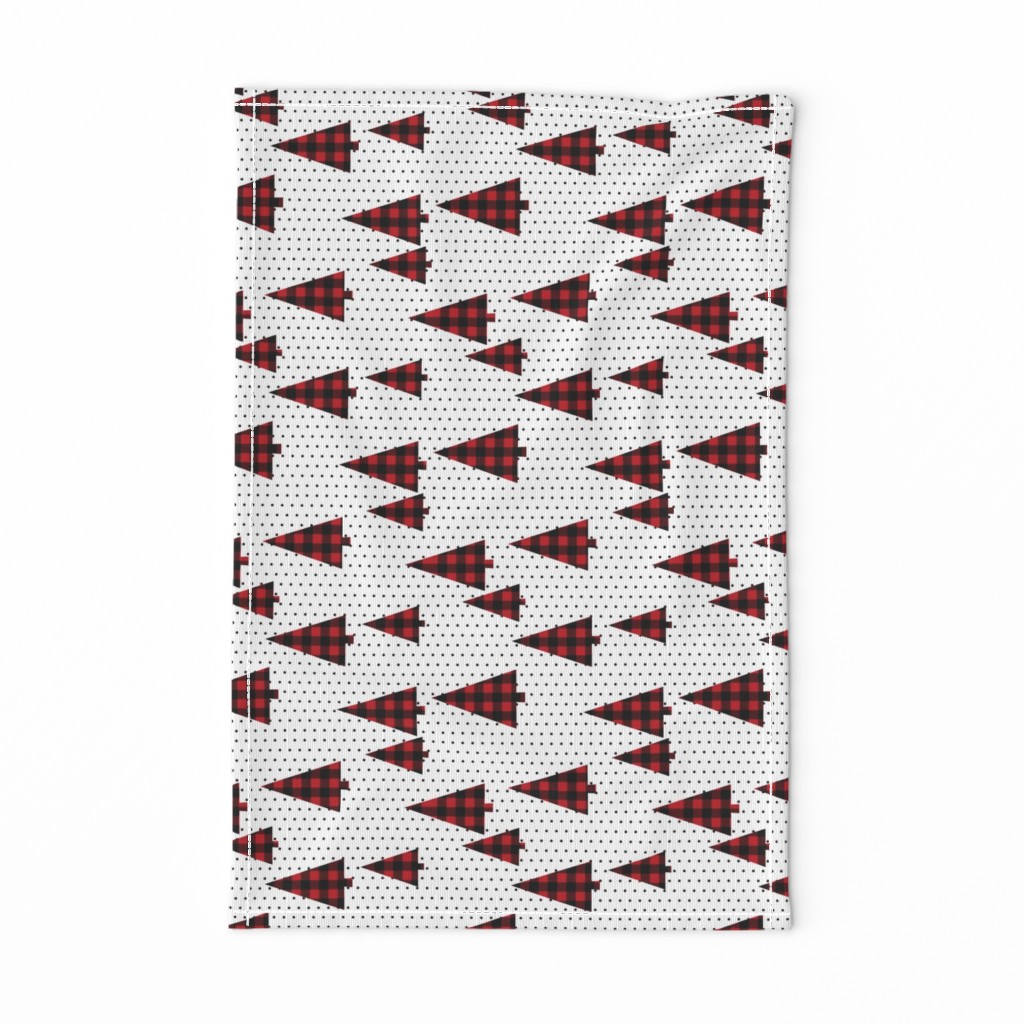 buffalo plaid christmas tree - red plaid tree, christmas tree fabric, holiday fabric - black and red