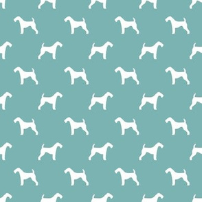 SMALL - airedale silhouette fabric, airedale terrier dog fabric, dog silhouette fabric -  gulf blue