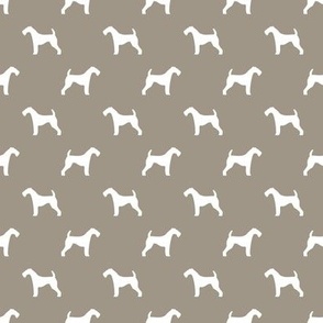 SMALL - airedale silhouette fabric, airedale terrier dog fabric, dog silhouette fabric -  medium brown