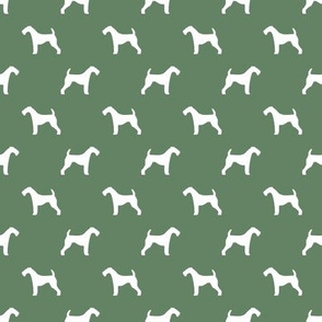 SMALL - airedale silhouette fabric, airedale terrier dog fabric, dog silhouette fabric -  medium green