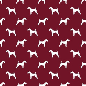 SMALL - airedale silhouette fabric, airedale terrier dog fabric, dog silhouette fabric -   ruby